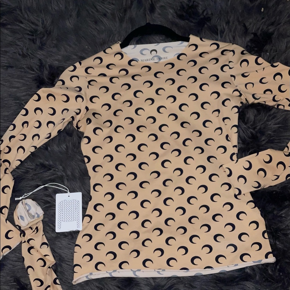 Marine Serre Beige Crescent Moon Top